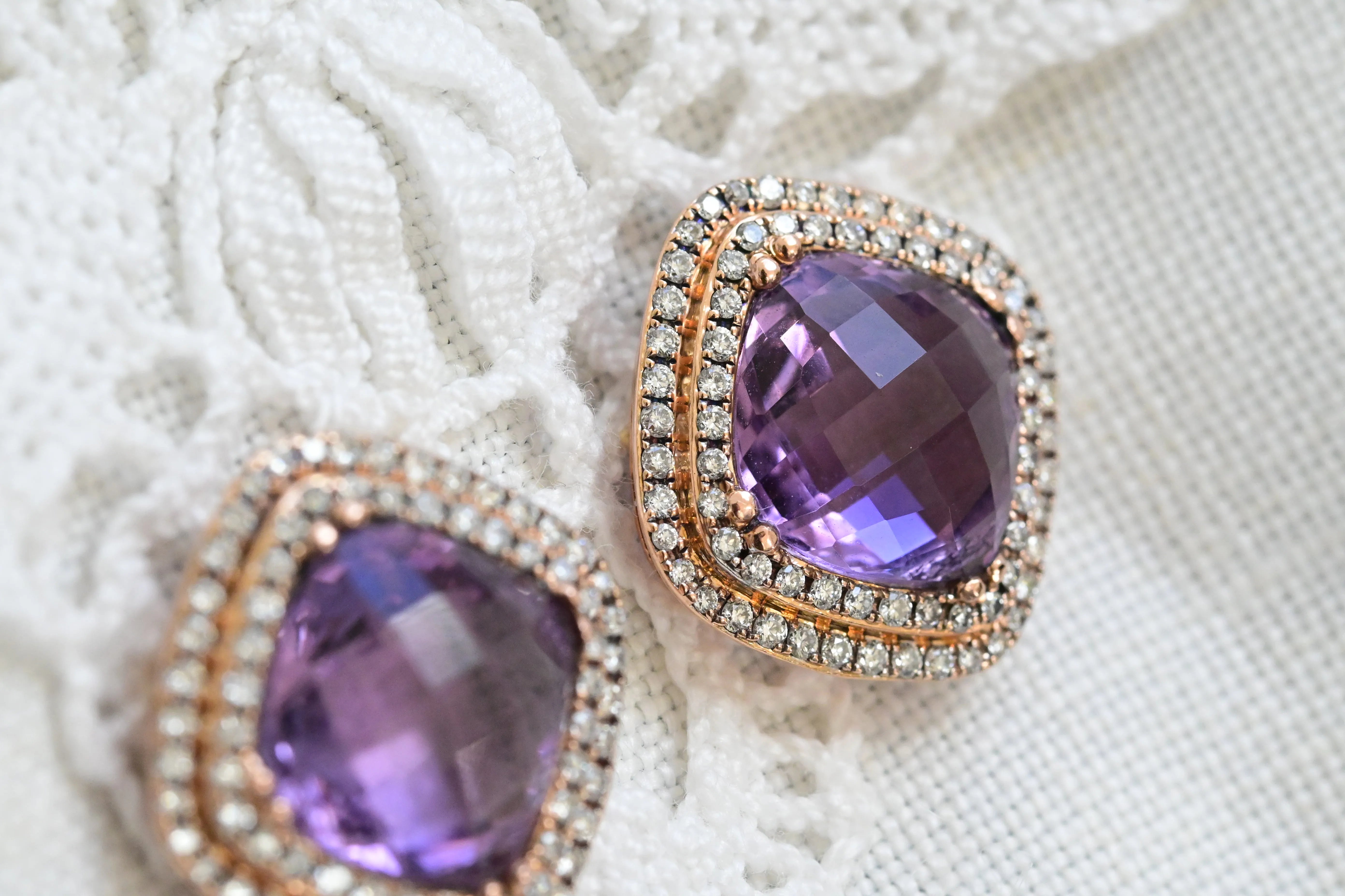 Vintage amethyst and diamond earrings