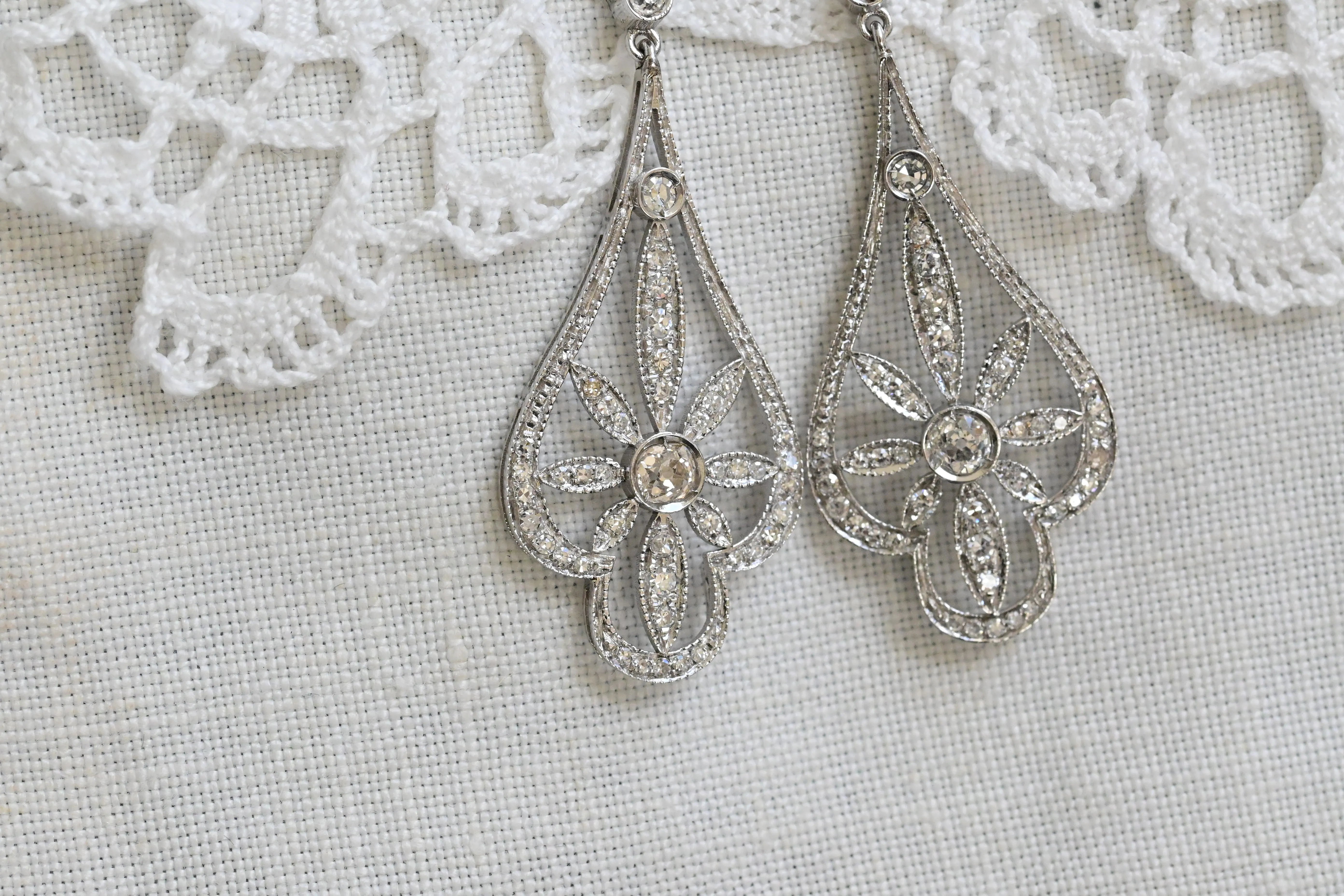 Vintage drop diamond earrings