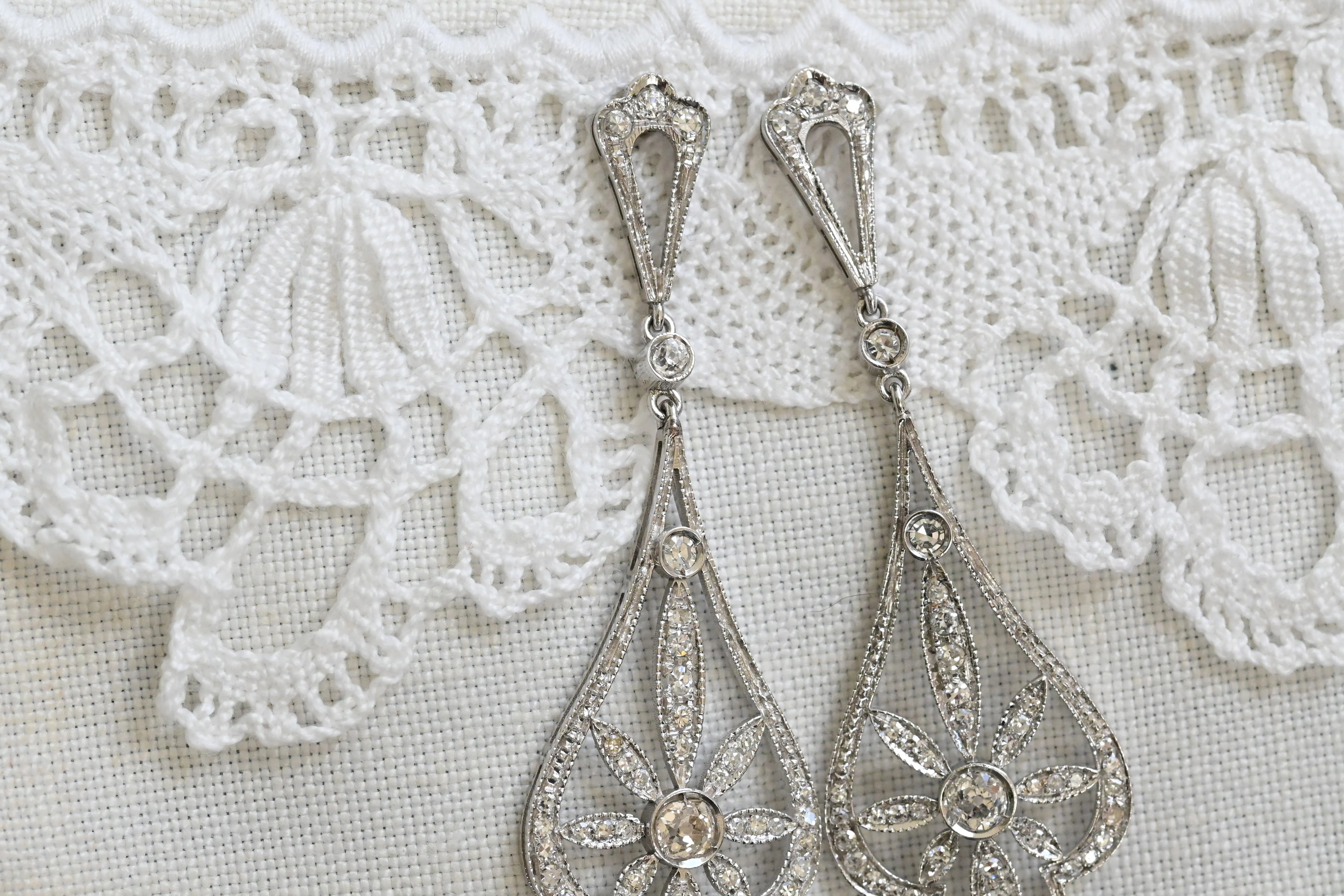 Vintage drop diamond earrings