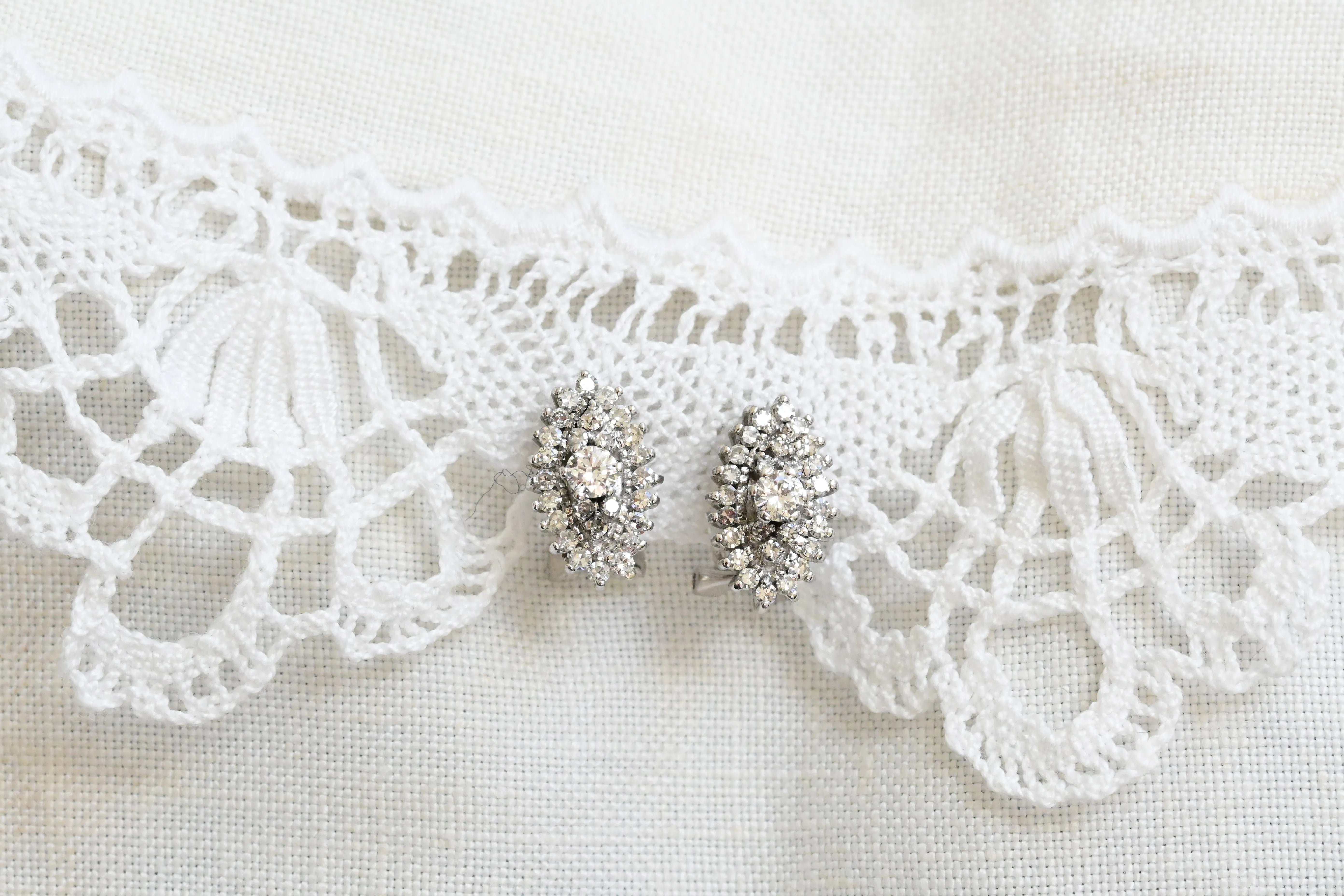 Vintage marquise shapped diamond earrings