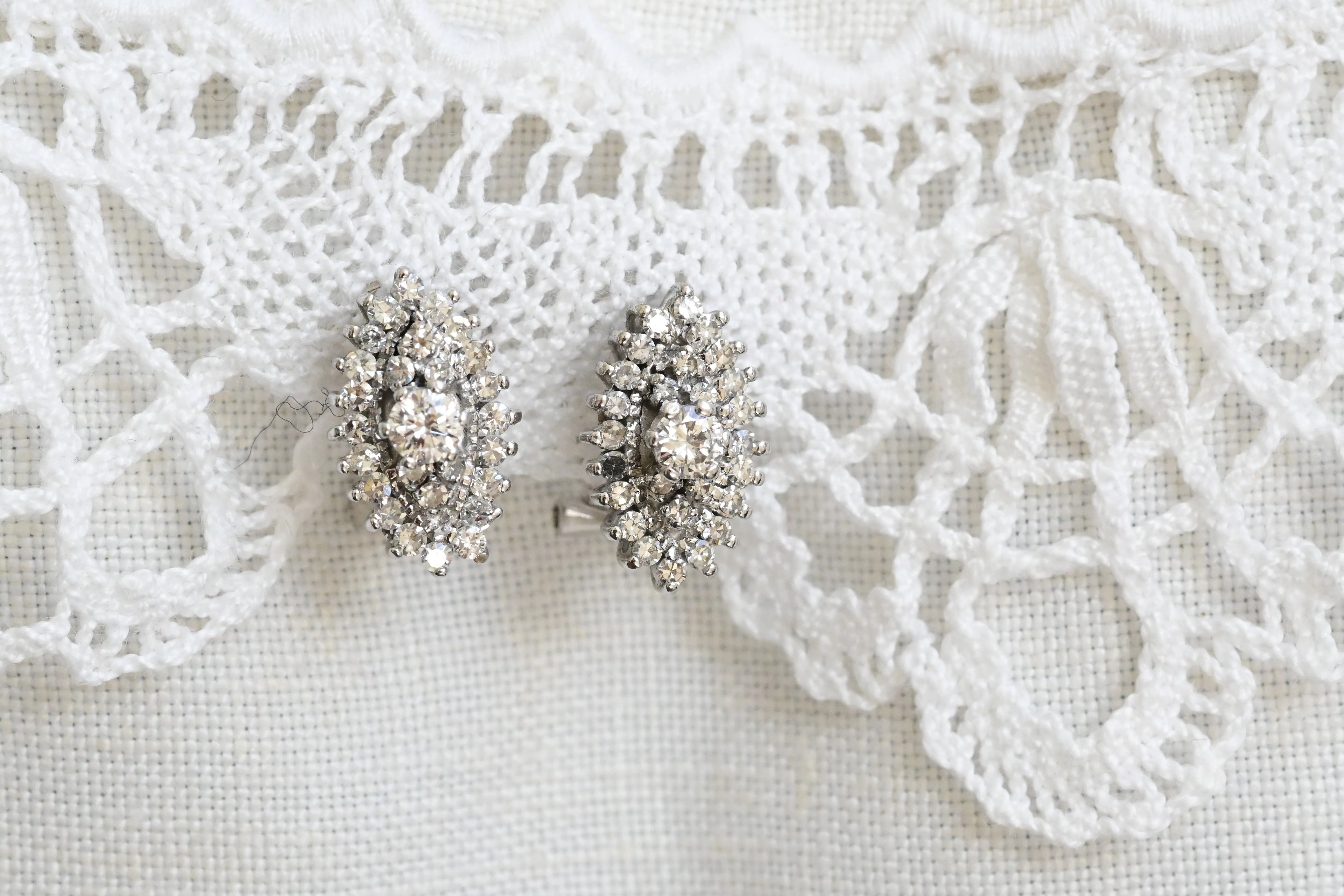 Vintage marquise shapped diamond earrings
