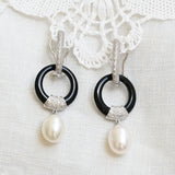 Vintage pearl earrings with diamonds