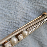 Diamond and pearl classic brooch