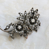 Broška z diamanti v cvetličnem dizajnu