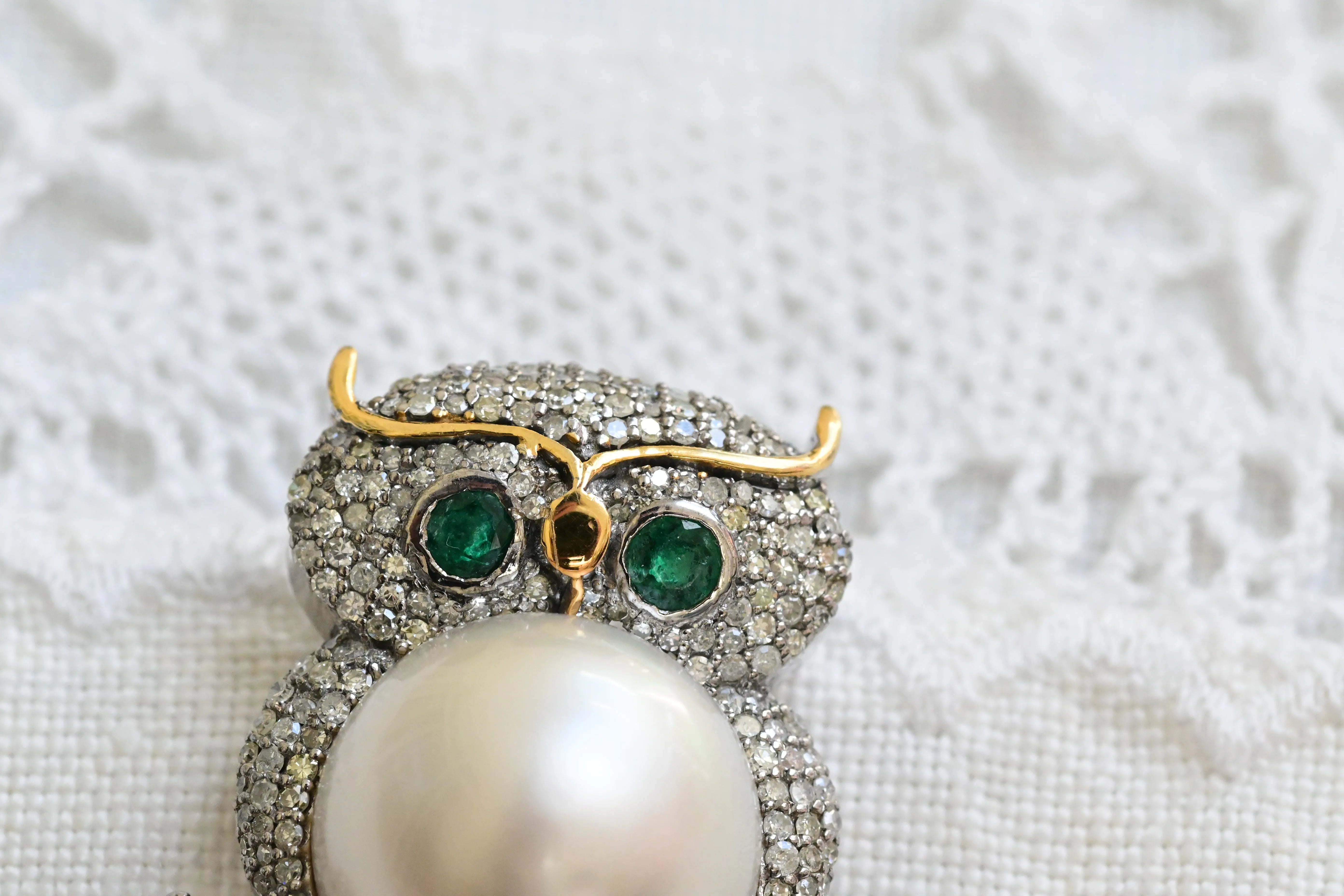 Antique owl brooch