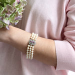Akoya pearl bracelet with rubies and white gold clasp.