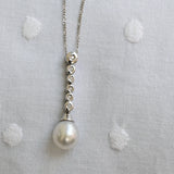 Vintage diamond and pearl drop necklace