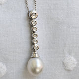 Vintage diamond and pearl drop necklace