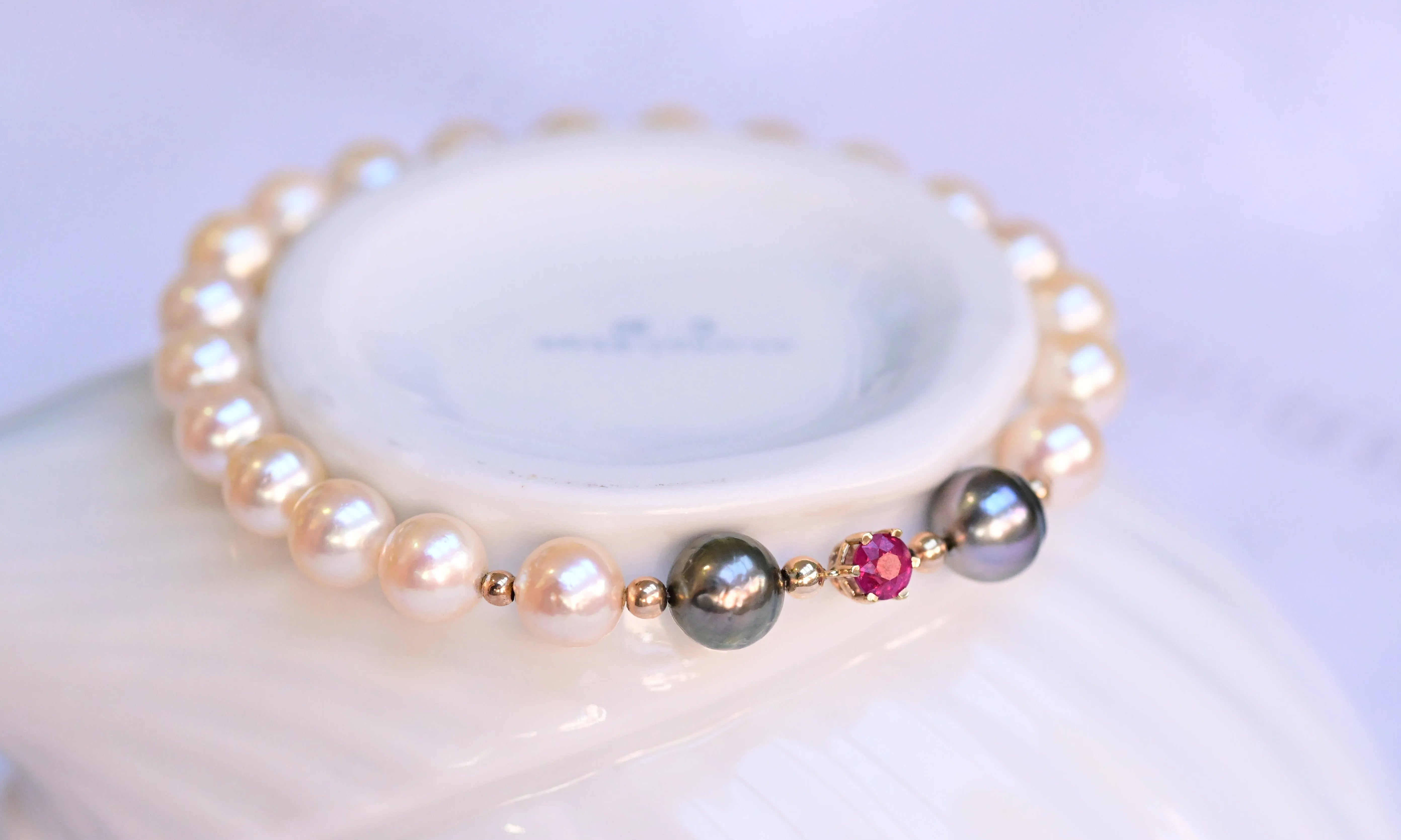 Vintage akoya and tahitian pearls bracelet