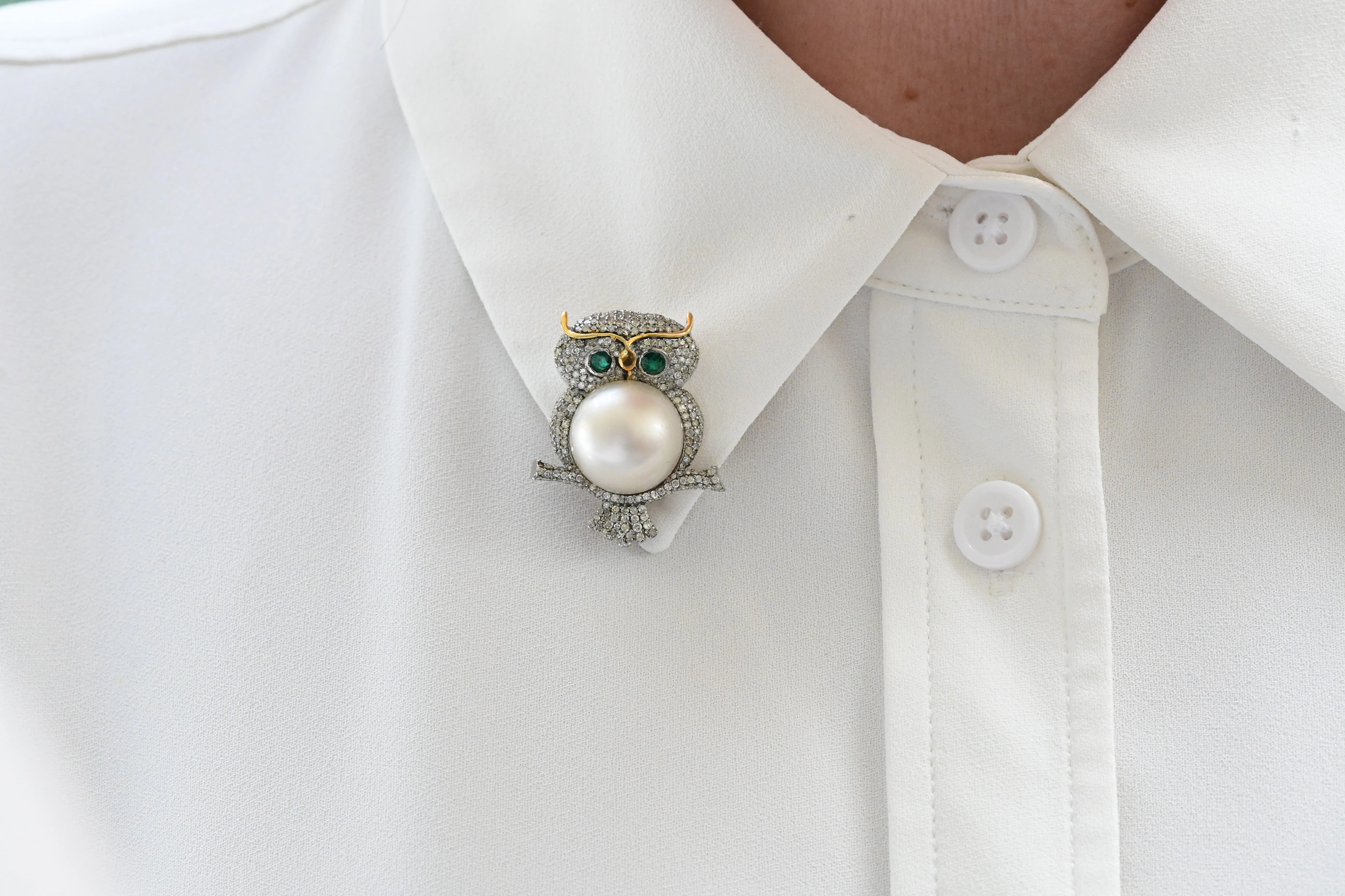 Antique owl brooch