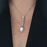 Vintage diamond and pearl drop necklace