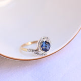 Art deco sapphire ring with diamonds