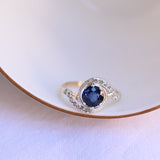 Art deco sapphire ring with diamonds