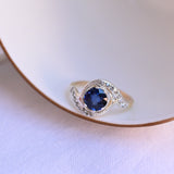 Art deco sapphire ring with diamonds