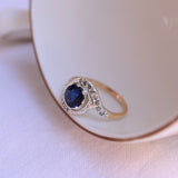 Art deco sapphire ring with diamonds