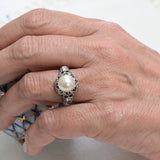 Vintage pearl and diamond ring