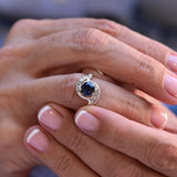 Art deco sapphire ring with diamonds