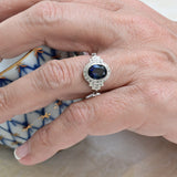 Vintage-Saphirring mit Diamanten