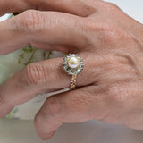 Art nouveau pearl rosette ring