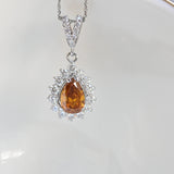 Vintage Orangefarbene Halskette mit natürlichem Diamant-Anhänger