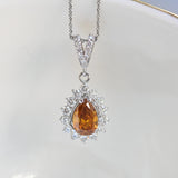 Vintage Orangefarbene Halskette mit natürlichem Diamant-Anhänger