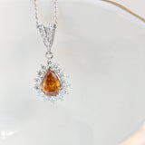 Vintage Orangefarbene Halskette mit natürlichem Diamant-Anhänger