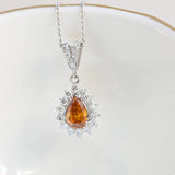 Vintage Orangefarbene Halskette mit natürlichem Diamant-Anhänger