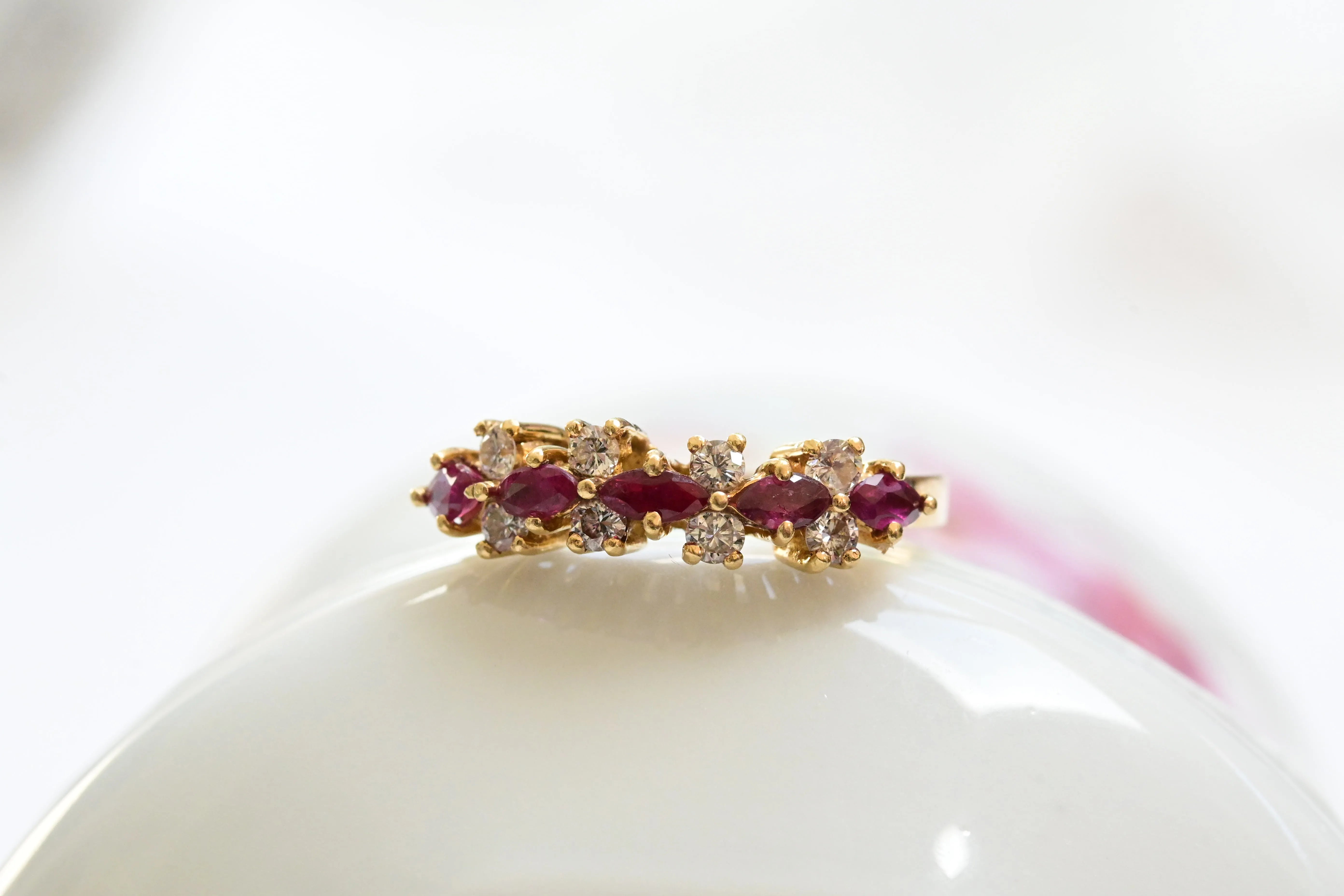 Vintage marquise rubies and diamonds