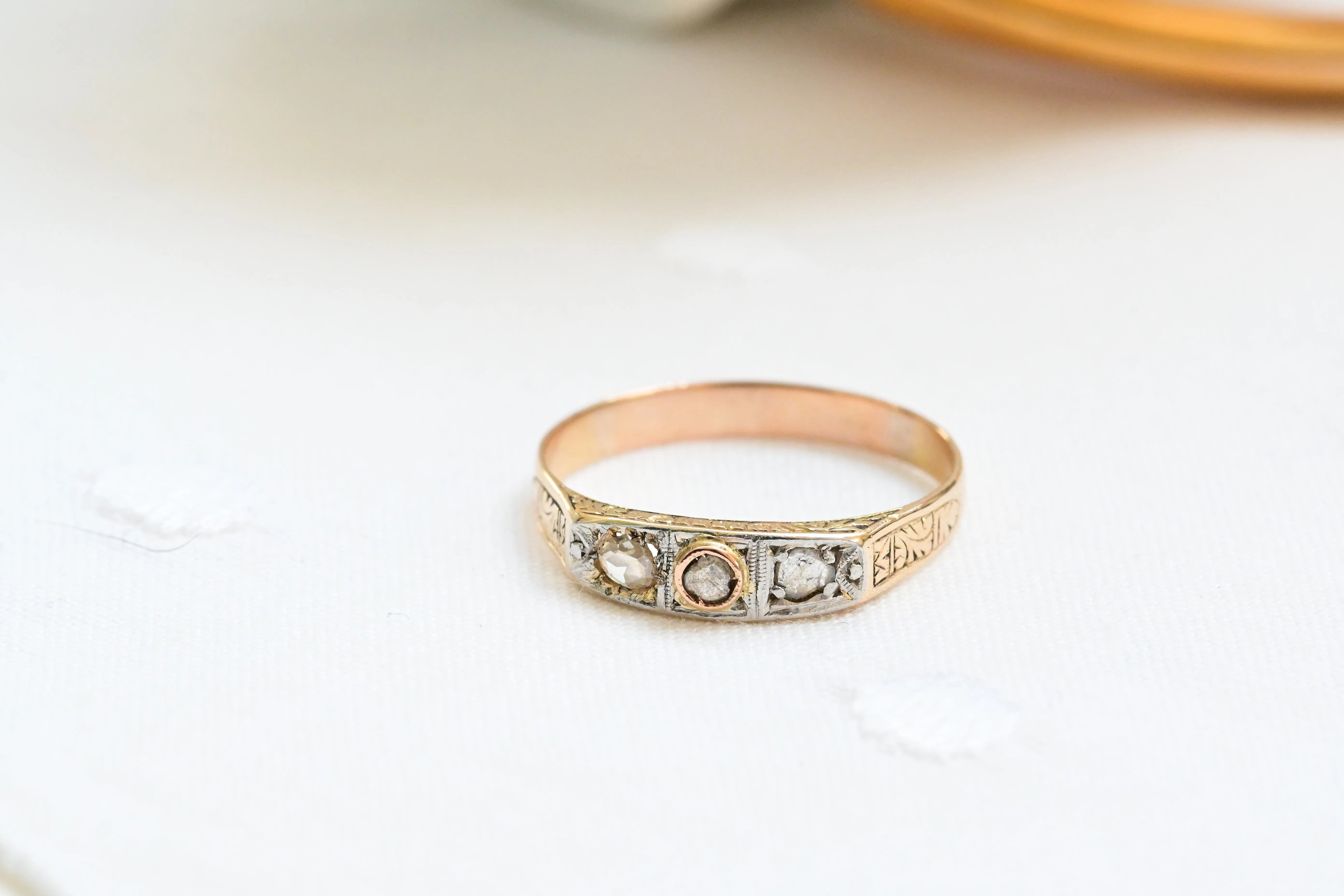 Art deco triplet diamond ring