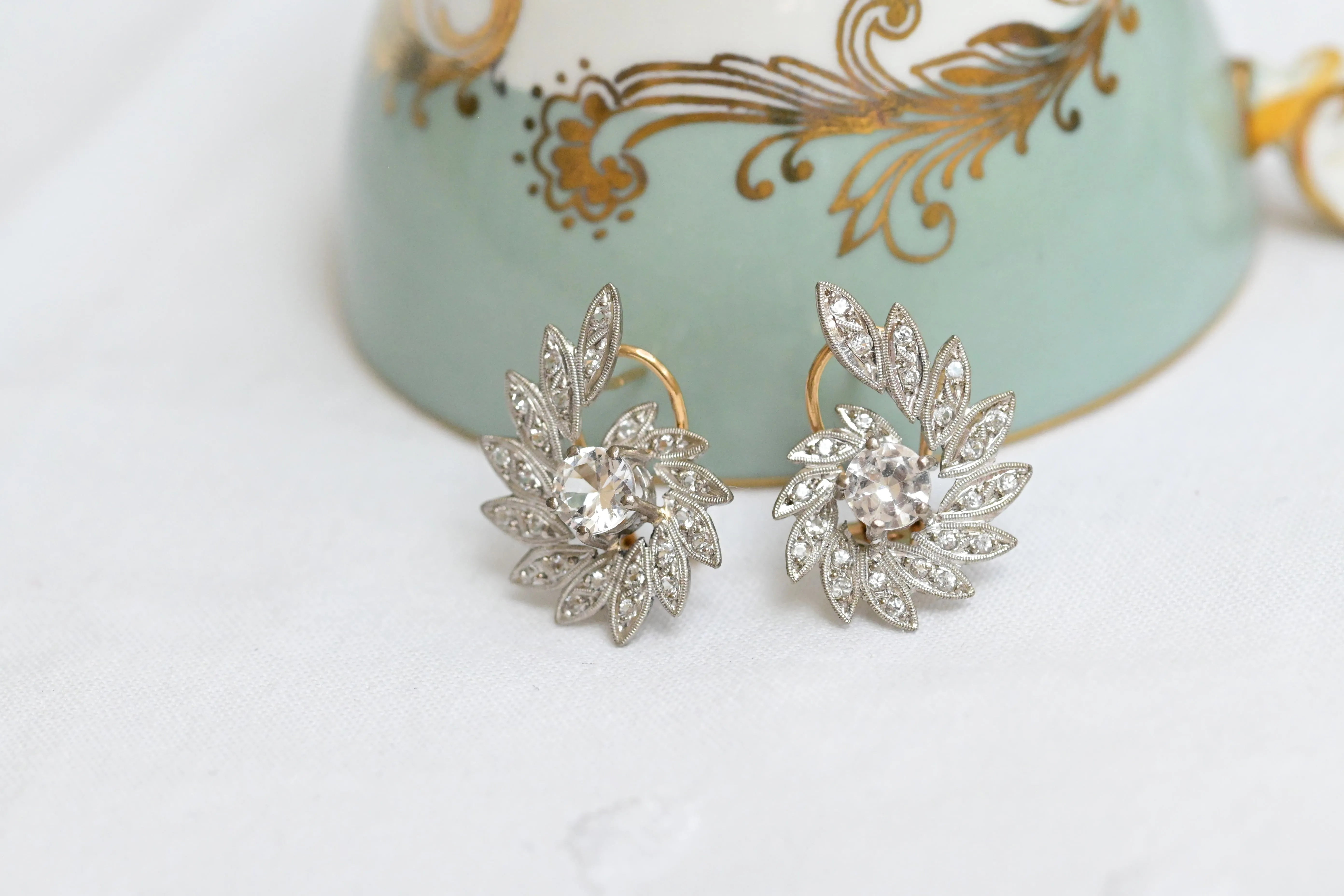 Art nouveau sapphire earrings