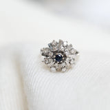 Vintage Floral Ring with Sapphire and Diamonds