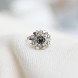 Vintage Floral Ring with Sapphire and Diamonds