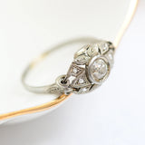 1950s diamond ring with beautiful engraving