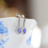 Pendientes colgantes vintage con tanzanita y diamantes