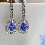 Boucles d'oreilles pendantes vintage avec tanzanite et diamants