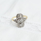 Bague Art Déco avec 3 diamants centraux