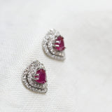 Vintage heart ruby and diamond earrings