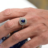 Vintage sapphire ring with 54 diamonds