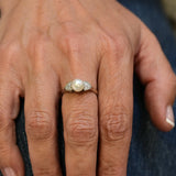 Anillo Vintage con una Perla y 6 Diamantes