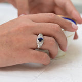 Vintage sapphire and diamonds cocktail ring