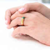 Vintage malachite and diamonds ring