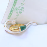 Vintage malachite and diamonds ring