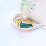 Vintage malachite and diamonds ring