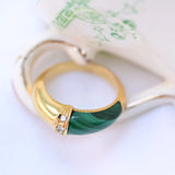 Vintage malachite and diamonds ring