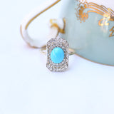 Vintage turquoise and diamond ring