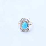Vintage turquoise and diamond ring