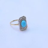Vintage turquoise and diamond ring