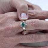 Bague vintage émeraude avec diamants