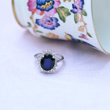 Vintage rosette ring with sapphire