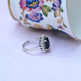 Vintage rosette ring with sapphire